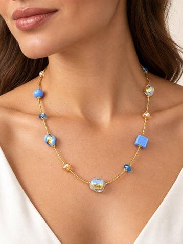 24 karaat - Murano-glas, Geel goud - Halsketting -