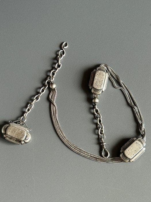 Victorian Sterling Silver Multi-Strand Watch Chain with, Handtassen en Accessoires, Horloges | Heren