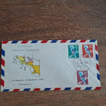 Nederlands-Nieuw-Guinea 1959 - Bruin Rubberstempel Manokwari, Gestempeld