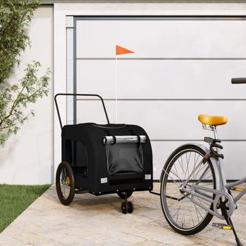 vidaXL Hondenfietstrailer oxford stof en ijzer zwart, Verzenden