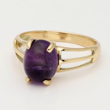 Bague - 14 carats Or jaune Améthyste