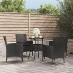 vidaXL 5-delige Bistroset met kussens poly rattan zwart, Verzenden, Nieuw