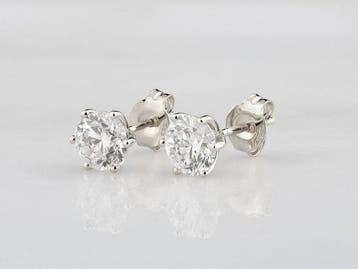 Oorbellen - 14 karaat Witgoud - 2.04ct. tw. Diamant, Nieuw