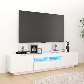 vidaXL Tv-meubel met LED-verlichting 180x35x40 cm wit, Verzenden