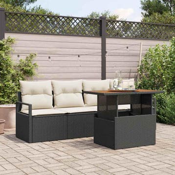 vidaXL Tuinbank Set 5 st 4-Aantal zitplaatsen Zwart en crème, Verzenden