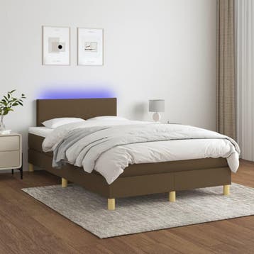 vidaXL Boxspring met matras en LED stof donkerbruin 120x200, Verzenden, Nieuw