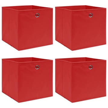vidaXL Opbergboxen 4 st 32x32x32 cm stof rood, Verzenden