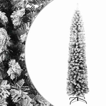 vidaXL Kunstkerstboom met sneeuw smal 210 cm PVC groen, Verzenden, Nieuw