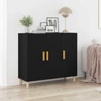 vidaXL Dressoir Zwart Eiken 90 x 34 x 80 cm Bewerkt hout, Huis en Inrichting, Kasten | Dressoirs, Verzenden, Nieuw
