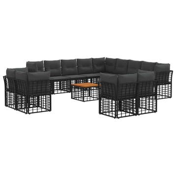 vidaXL Buiten bank set 14 pcs Zwart en Donker Grijs, Verzenden