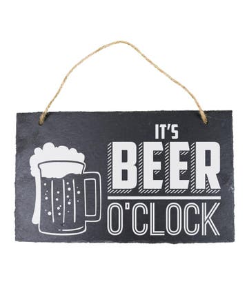 Leisteen Bordje Bier OClock 25cm, Verzenden, Nieuw