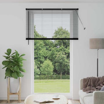 vidaXL Venetiaanse jaloezie Zwart 213 x 130 cm 25 mm PVC, Verzenden