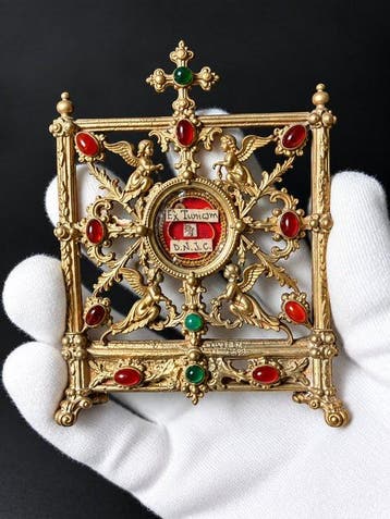 Reliekhouder - Legering - 1800-1850 - Ex Tunicam D.N.J.C, Antiek en Kunst