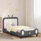 vidaXL Kinderen bedframe met hoofdboard Lichtgrijs 90 x 200, Huis en Inrichting, Verzenden, Nieuw