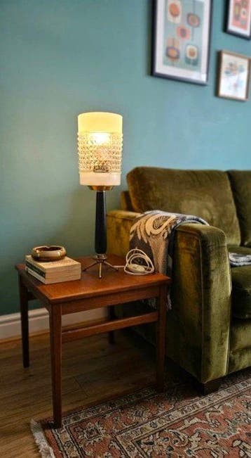 Tafellamp - Geperst Glas, Opaline Glas En Messing Armatuur -, Maison & Meubles