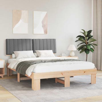 vidaXL Bedframe met Gevoerde Hoofdbord Lichtgrijs 150 x 200, Huis en Inrichting, Slaapkamer | Bedden, Verzenden, Nieuw