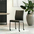 Set van 10 Leren eetkamerstoelen Comfort met wieltjes -, Ophalen of Verzenden, Nieuw, Leer
