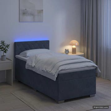 vidaXL Boxspringbed met matras en LED Donkergrijs 90 x 200, Verzenden, Nieuw
