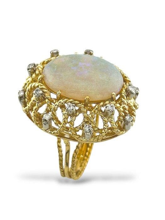 Ring - 18 karaat Geel goud, Damesring van 18k geelgoud met, Bijoux, Sacs & Beauté, Bagues