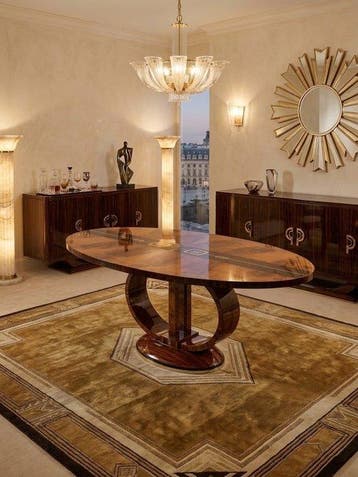 Carpanelli - Eettafel - Hout - Art Déco tafel met 6 stoelen