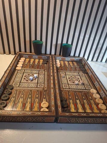 Bordspel - Groot (50cm.) Handgemaakt luxe Backgammon spel -