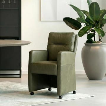 Set van 8 Leren eetkamerstoelen Sharp - Granada Moss, Ophalen of Verzenden, Nieuw, Leer