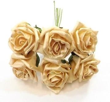 Foamroos Princess Kleurvast Pearl Goud 6 cm Bundel 6 stuks, Nieuw