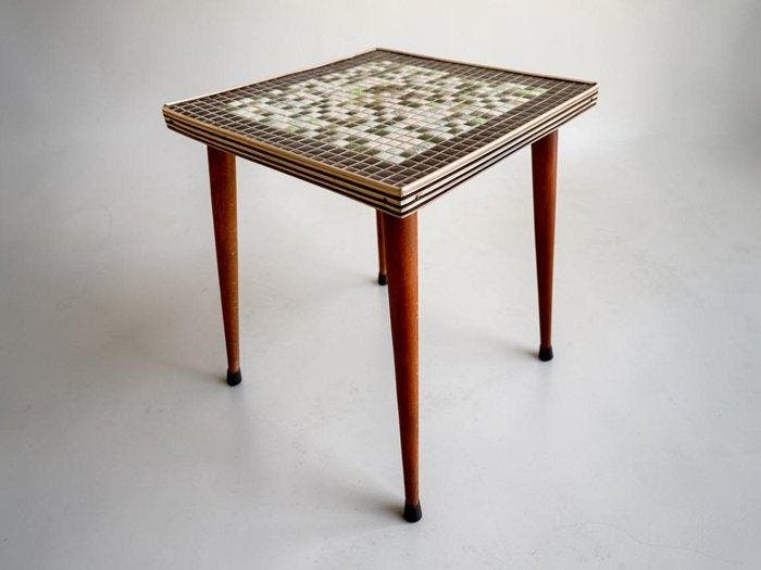 Salontafel - Hout - 1960s Mozaïek Bijzettafel, Antiquités & Art, Art | Objets design