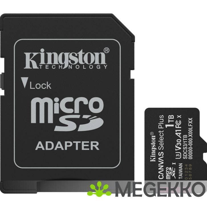 Kingston MicroSD Canvas Select Plus Gen3 1TB + Adapter, Computers en Software, RAM geheugen, Nieuw, Verzenden