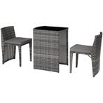 tectake Aluminium wicker bistroset Hamburg - grijs, Tuin en Terras, Verzenden, Nieuw