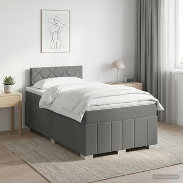 vidaXL Boxspringbed met matras Donkergrijs 120 x 190 cm Stof, Verzenden