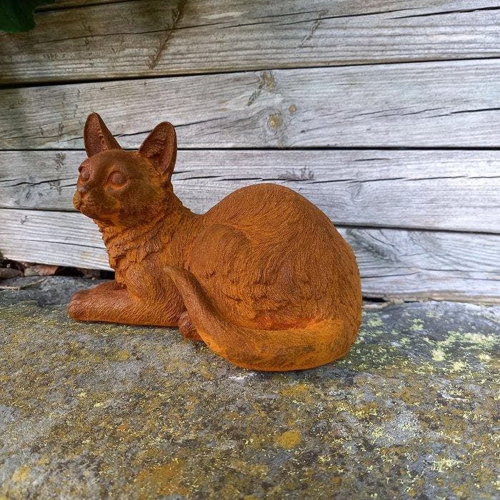 sculptuur, Liggende Kat - 22 cm - Gietijzer, Antiek en Kunst, Kunst | Designobjecten