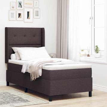 vidaXL LED Box Spring Bed met hoofdeinde Donkerbruin 90 x, Huis en Inrichting, Verzenden, Nieuw