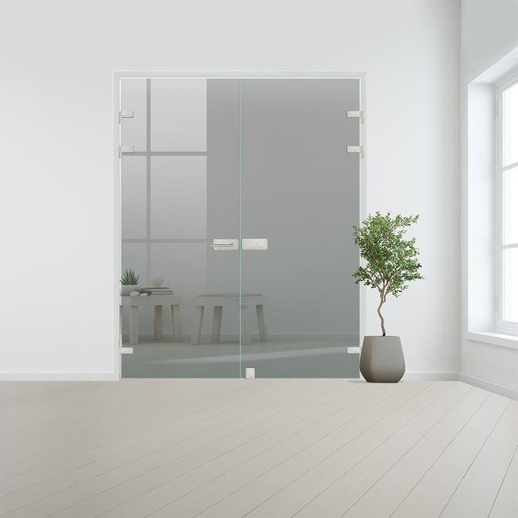 Glazen dubbele binnendeur XL voor opdek kozijn RVS beslag-Gr, Doe-het-zelf en Bouw, Glas en Ramen, Nieuw, Verzenden