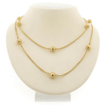 Lange gouden schakelketting met bolletjes, Bijoux, Sacs & Beauté, Ophalen of Verzenden