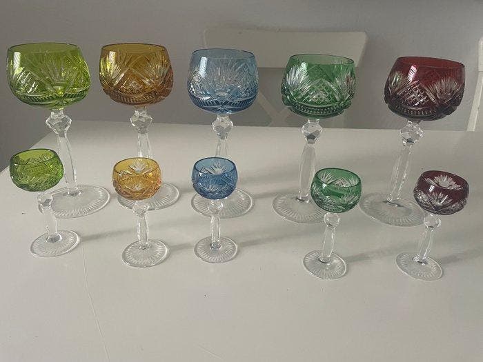 Drinkservies (10) - Kristal, Glas, Antiquités & Art, Antiquités | Meubles | Tables