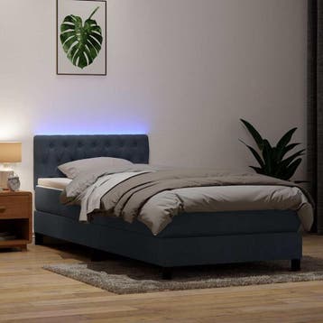 vidaXL Boxspring met matras en LED fluweel donkergrijs, Verzenden, Nieuw