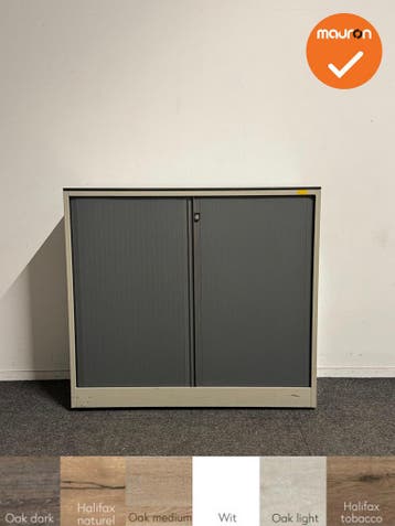 Ahrend - Roldeurkast - 110x120x45 cm - Beige met grijze deur, Ophalen of Verzenden, Kast