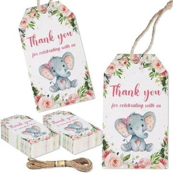 Bloemenkaartjes thank you for celebrating olifantje set 50st, Nieuw