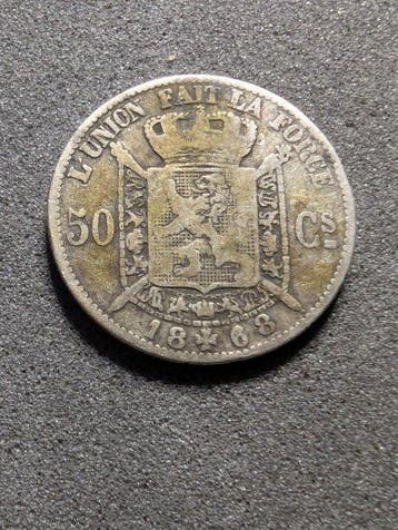 Belgique. Léopold II. 50 Cents 1868 Des Belges (Sans prix de
