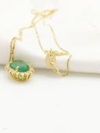 Collier avec pendentif - 18 carats Or jaune Émeraude -, Bijoux, Sacs & Beauté