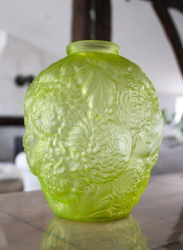 Grand vase boule Art Déco - Vaas - Uraniumglas
