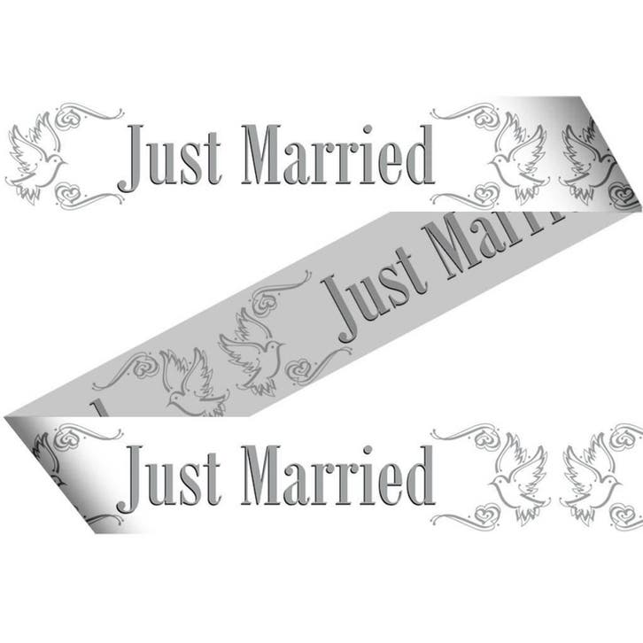 Afzetlint Just Married 15m, Hobby en Vrije tijd, Feestartikelen, Nieuw, Verzenden