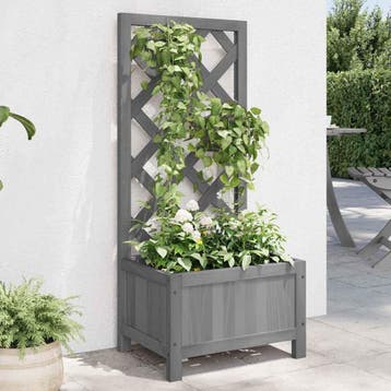 vidaXL Plantenbak met latwerk 40x30x90 cm massief vurenhout, Verzenden, Nieuw