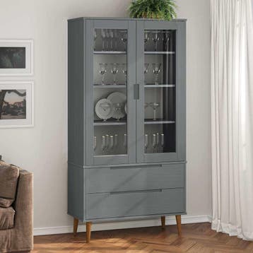 vidaXL Vitrinekast MOLDE 90x35x175 cm massief grenenhout, Huis en Inrichting, Verzenden, Nieuw