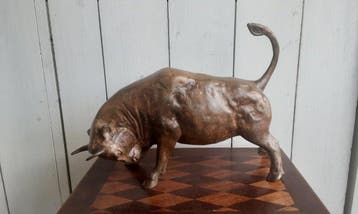 Beeldje - Stier - 40 cm - Brons, Antiek en Kunst
