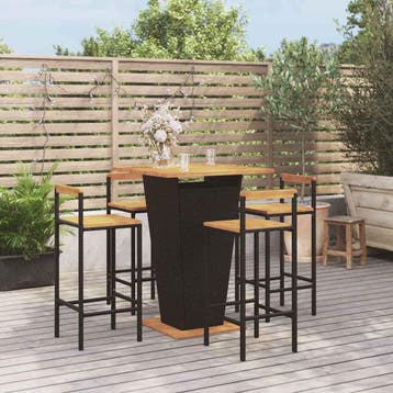 vidaXL 5-delige Tuinbarset poly rattan en massief acaciahout, Tuin en Terras, Verzenden, Nieuw