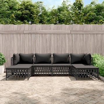 vidaXL 6-delige Loungeset met kussens staal antracietkleurig, Verzenden, Nieuw, Loungeset