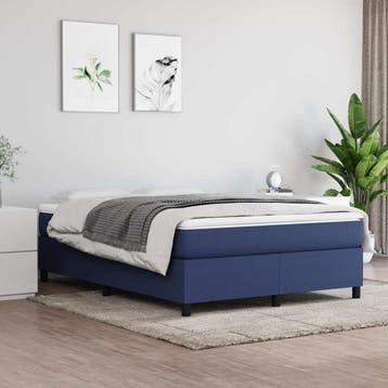 vidaXL Boxspring bed stof blauw 140x200 cm, Verzenden