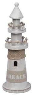 Vuurtoren Hout Wit/Zand Maritiem 8x25 cm, Nieuw